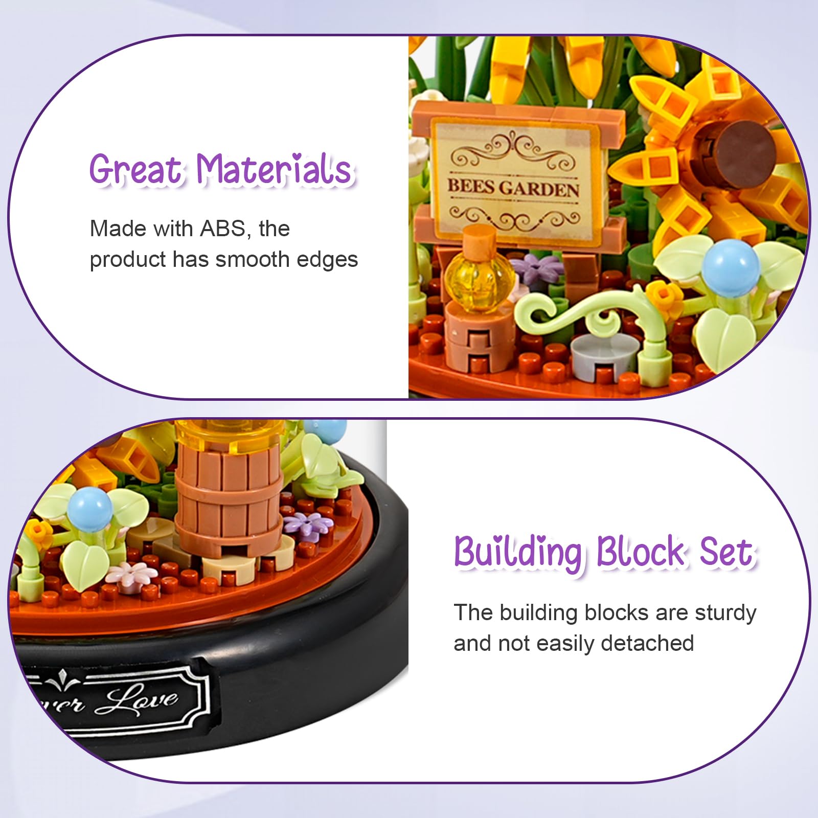 Mini Animals Flower Building Set, 588 Pcs Animals and Flower Building Blocks with Transparent Cover - Image 3