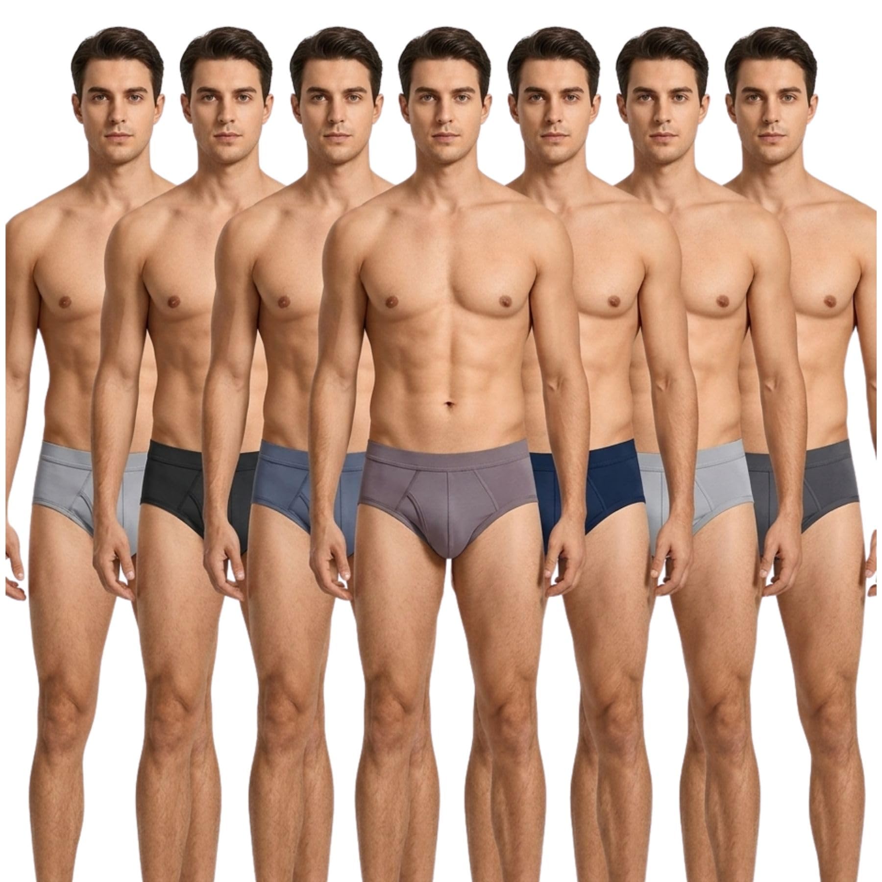 Men's Plain Cross Silk Blend Briefs Pack of 7 | Soft Stretch Innerwear-image-26
