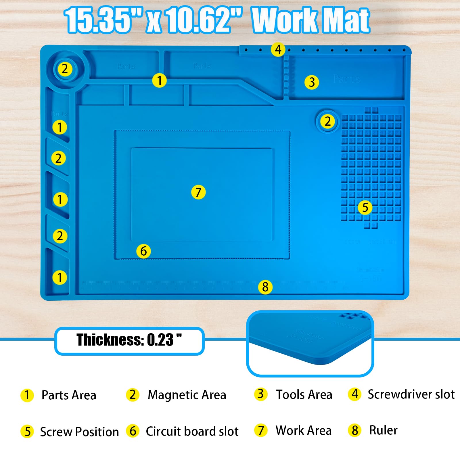 Kaisi Soldering Mat,15.35" x 10.6" Inch Heat Resistant Silicone Work Mat — Amazon image 2