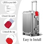 4 Pack Luggage Tag, PU Leather Suitcase Tags, Travel Tags for Luggage | with Name ID Card, Privacy Protection Luggage Tags, Lightweight & Water-Repellent, Sturdy Stainless Steel Loop