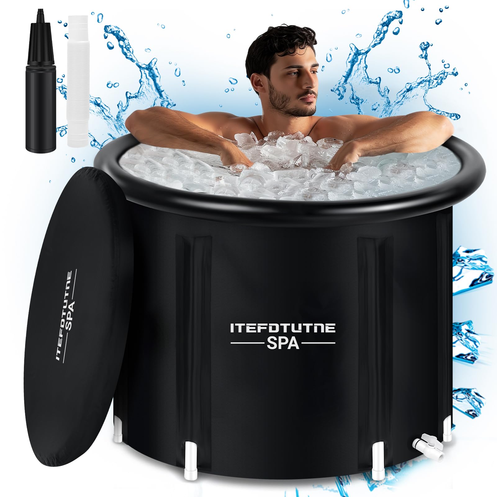 Ice Bath Tub for Athletes, Cold Plunge Tub with Cover Portable & Collapsible, Tear-Resistant and Multi-Layered Design, Ice Cold Therapy Bath Outdoor for Rapid Recovery, Gardens, Gym, Camping