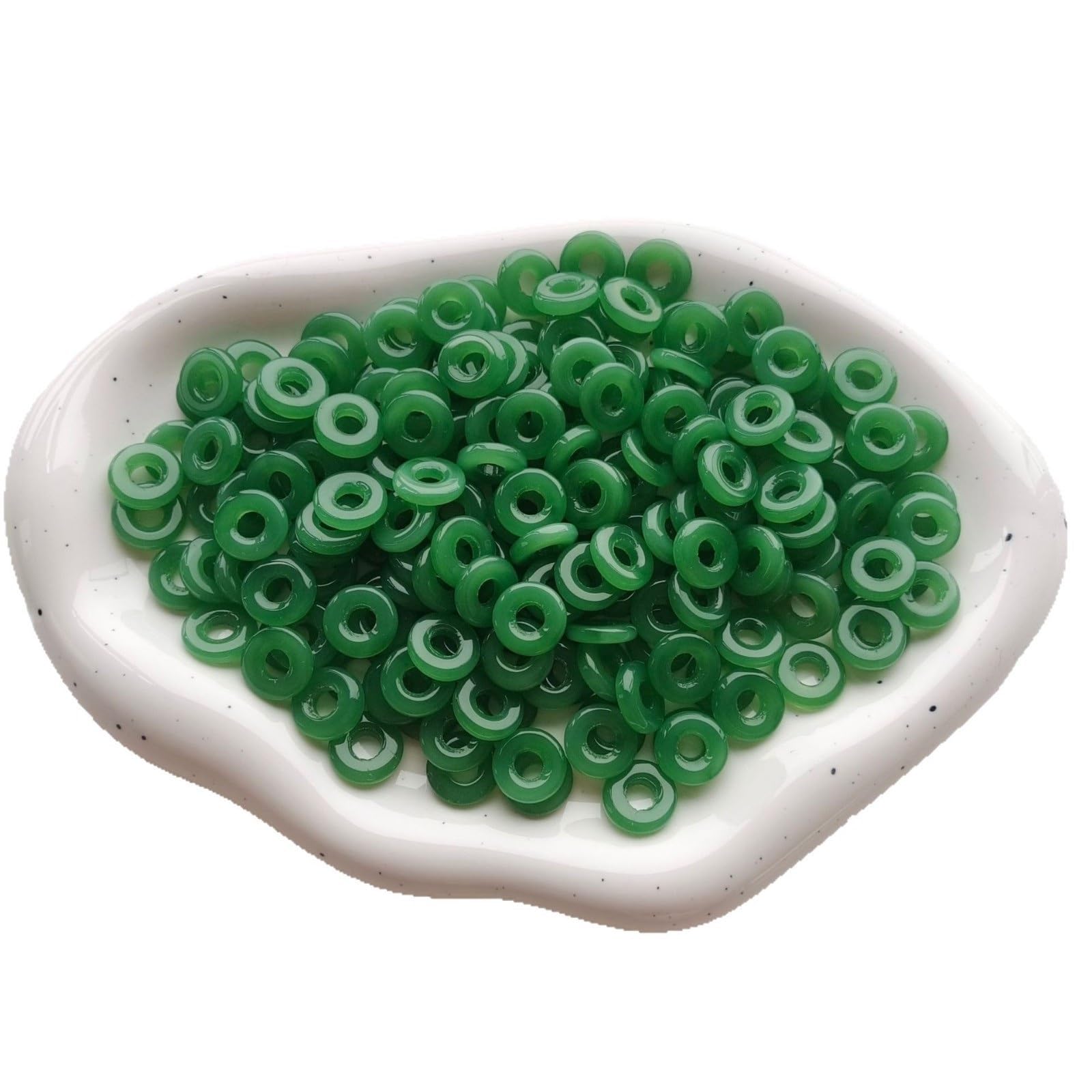 Perles en vrac jade blanc 12mm avec bague silicone pour pendentif fait main chic