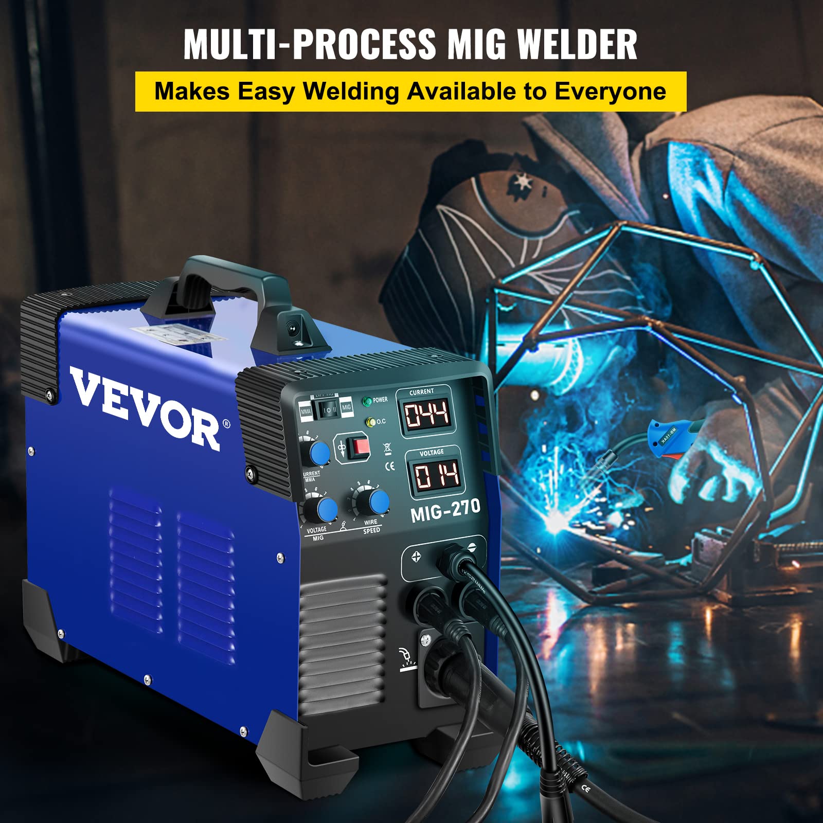 VEVOR MIG Welder 270 Amp MIG TIG Arc Welder 3 in 1 Welder Welding