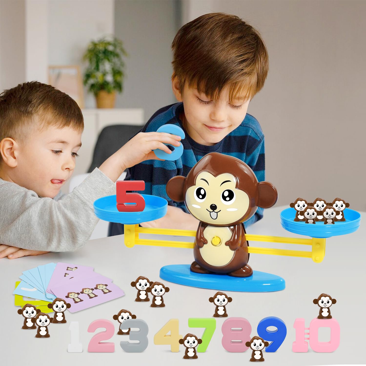 BAKAM Zabawka w skali balansowej małpy, gry w liczenie liczb, gry matematyczne Montessori dla dzieci w wieku 5-7 lat, zajęcia edukacyjne w przedszkolu, zabawki edukacyjne STEM dla dzieci w wieku 3 lat