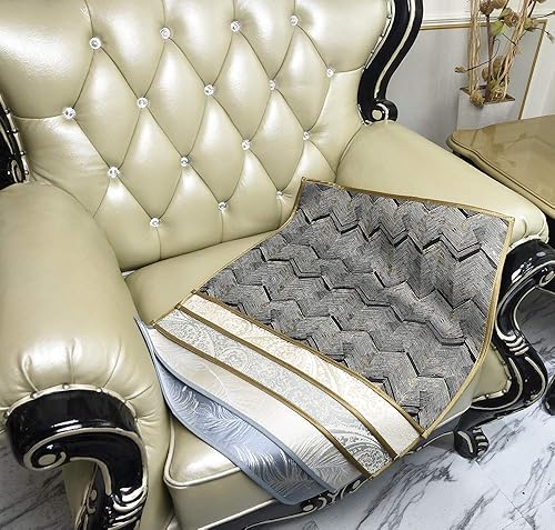 Miniatura 4 de Sideli Juego de 2 protectores de brazo de sofá europeo de lujo, antideslizantes, jacquard para silla, sofá, protectores de muebles antideslizantes