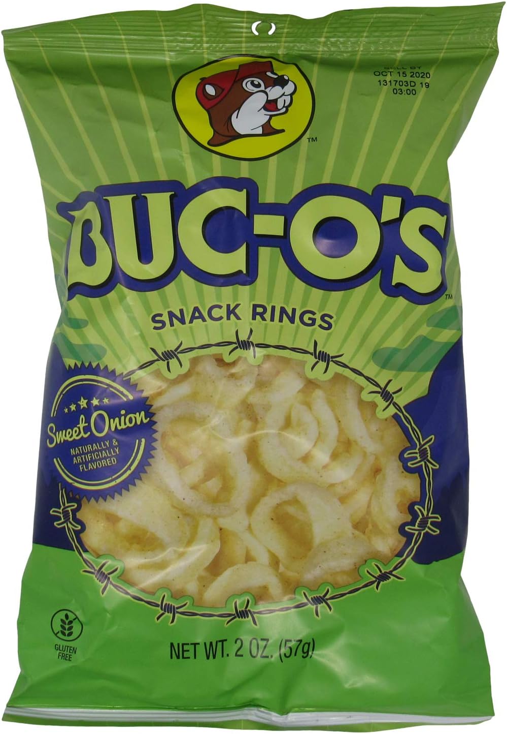 Buc-ees Buc-Os: Sweet Onion Flavored Snack Rings Puff Snacks From Texas, Gluten Free, Each Bag is 2 Ounces (One 2 Ounce Bag)