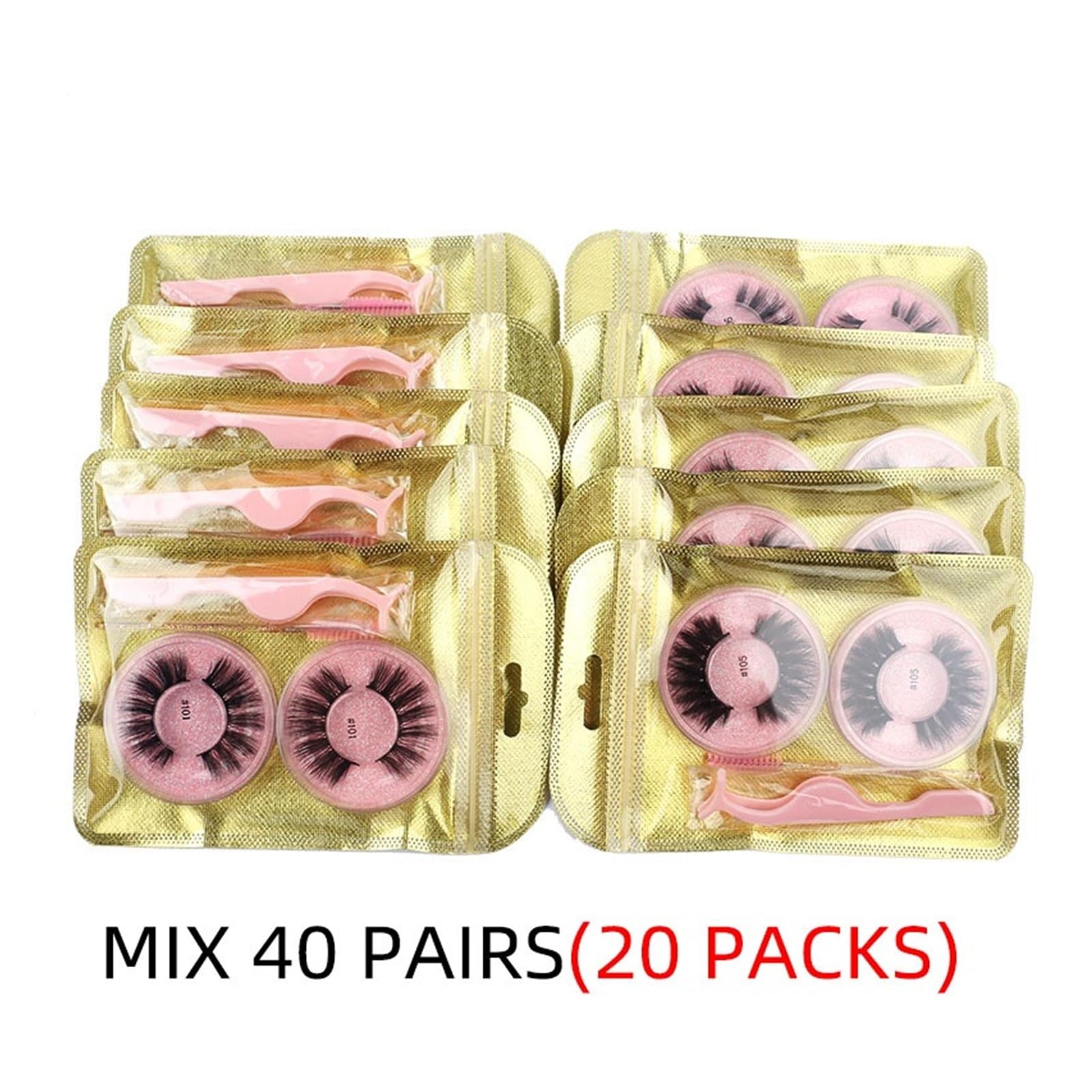 UAMOU Artikel Lashes Eye Bulk 4/50/100 PCS Natürliche lange falsche Wimpern Flauschige künstliche 3D-Nerzwimpern Verkäufer weich dick handgefertigt Cheerfully (Color : Mix 40 Pairs)