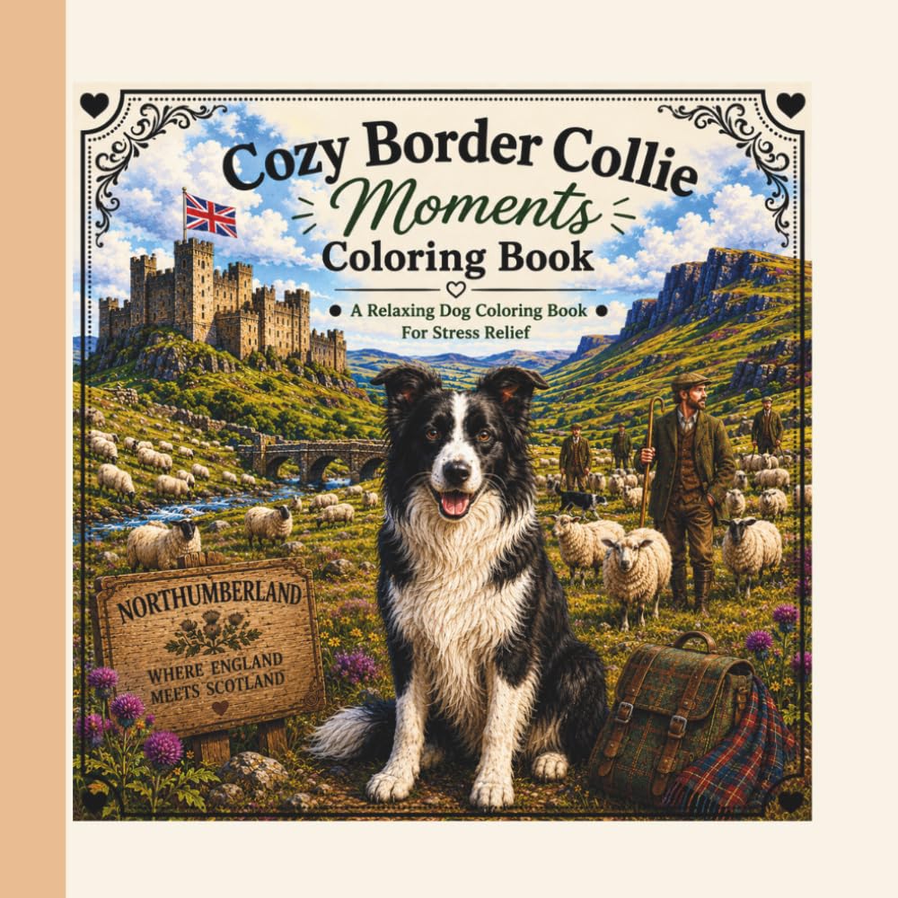 Cozy Border Collie Moments: A Relaxing Dog Coloring Book For Stress Relief