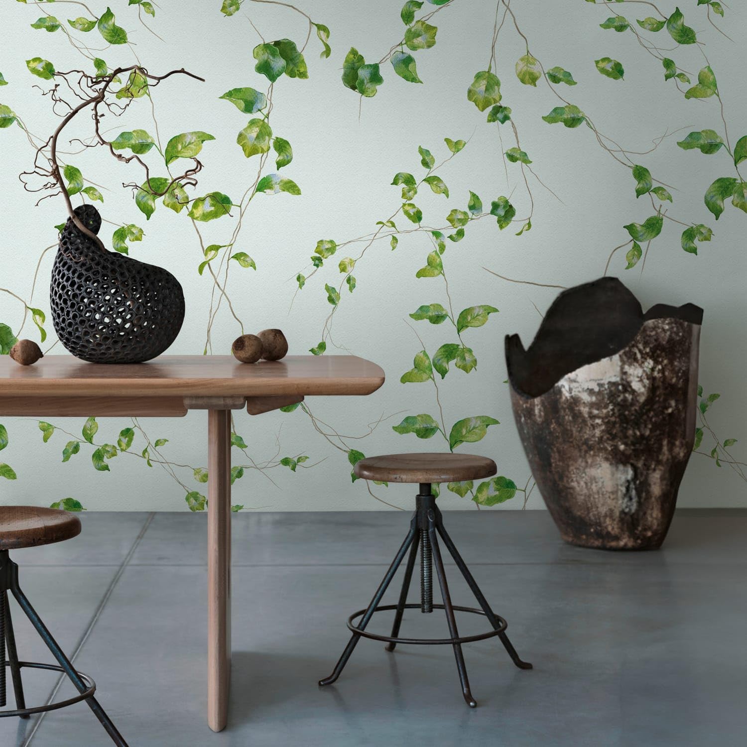 Papier peint floral Profhome intissé vert brun intemporel pour salon chic 4,45m2