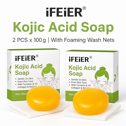 Miniatura 2 de Barras de jabón de ácido kójico de 7.04 onzas (7.05 oz), paquete de 2 unidades | Jabón de vitamina C, vitamina E, retinol, jabón de colágeno,