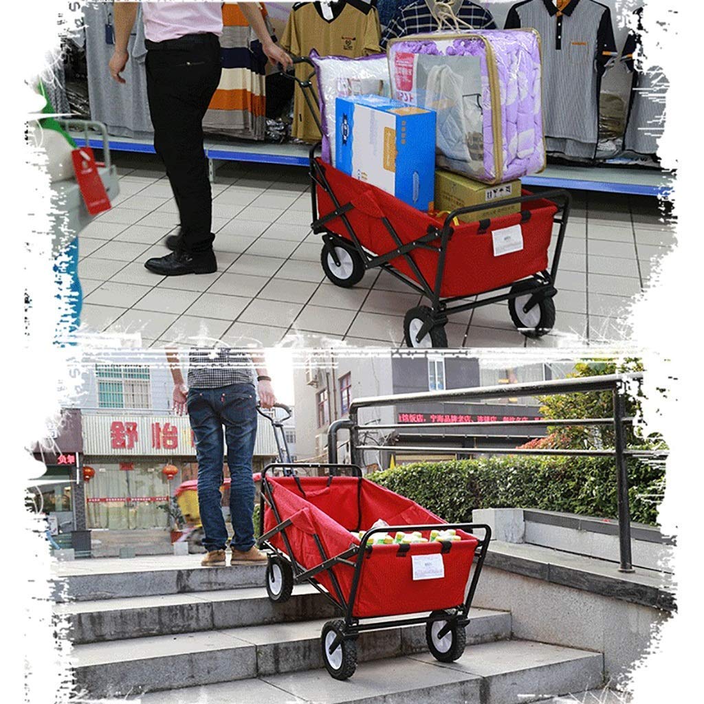 Chariots de Stockage Chariot de Jardin Pliant Chariot Robuste Chariot Multifonction pour Camping en Plein air Supermarché de Plage avec 4 Roues, Charge ： 60 Kg