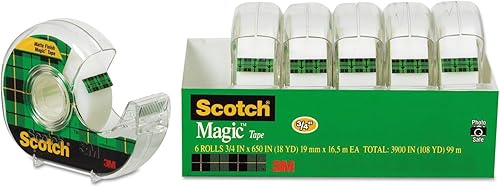 Miniatura 4 de Scotch 6122 Cinta mágica y dispensador recargable, 34 pulgadas x 650 pulgadas, núcleo de 1 pulgada, transparente, paquete de 6