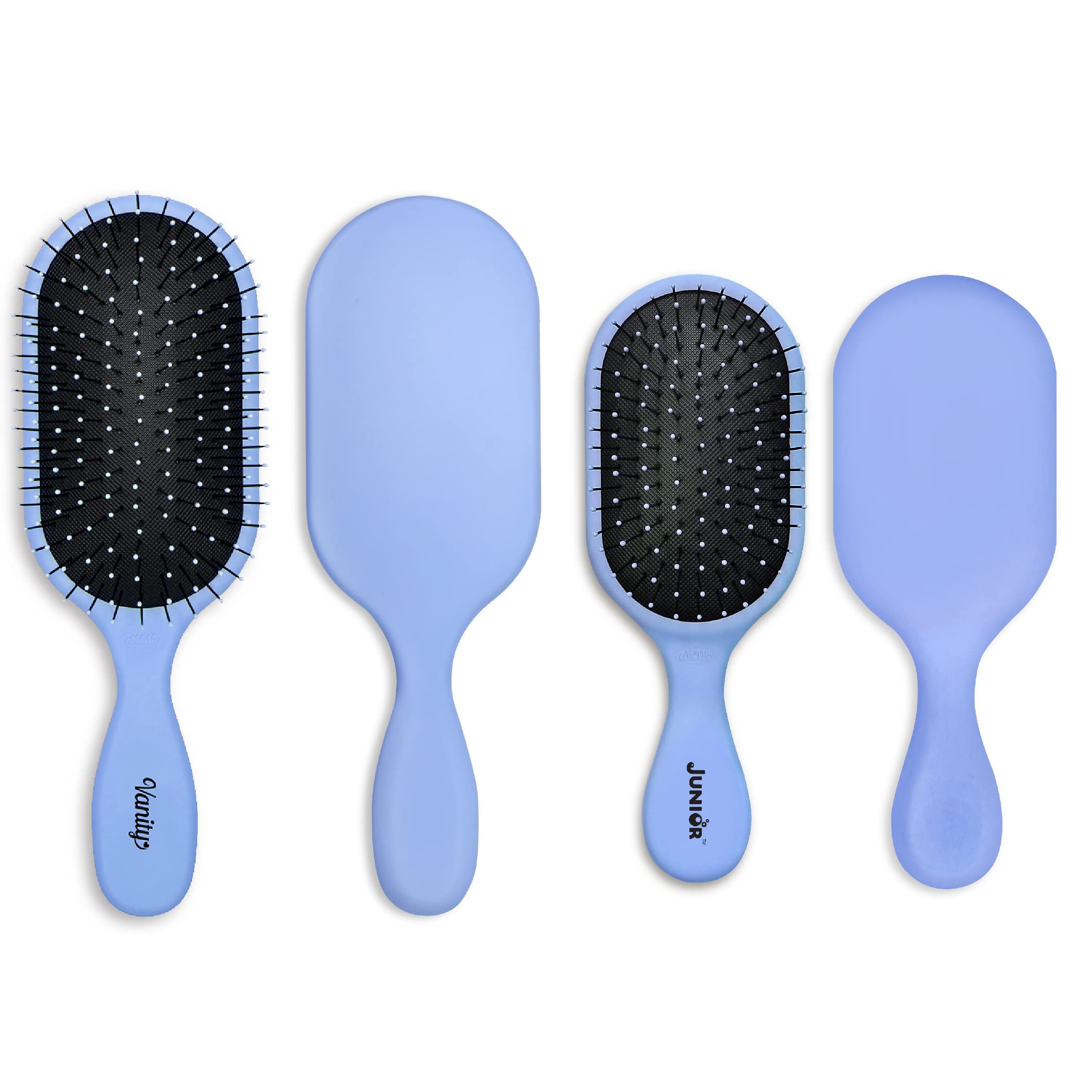NuWay 4Hair Vanity® and Junior Pro 2 BRUSH Set. Dryer Safe-Reduced Static (Blue)