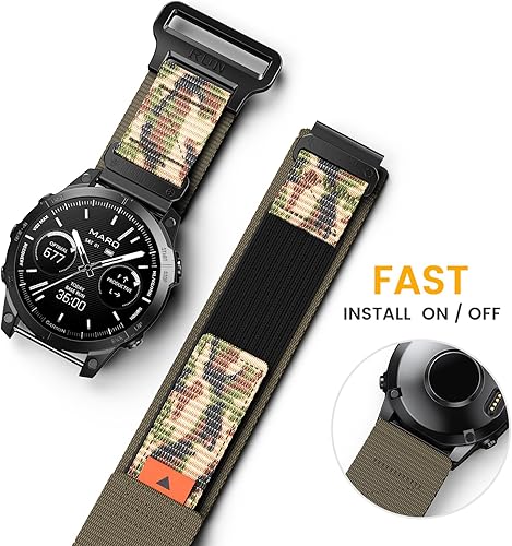 Miniatura 4 de Correa de reloj de nailon con velcro para Fenix 7  Fenix 6  Fenix 5, correa deportiva resistente de 0.866 pulgadas para Fenix 7 Pro, Fenix 6 pro,