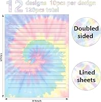 Vista 3 de Patelai 120 hojas de papel de escritura, 8.5 x 11 pulgadas, papel de escritura de letras forradas de doble cara para aula, lindo juego de papelería