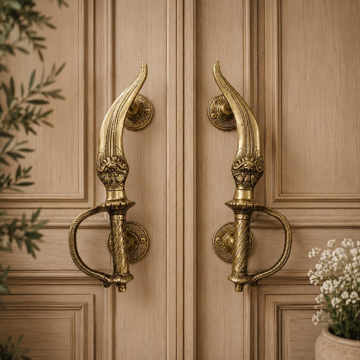 Brass Antique Door Pull Handle, 10 Inch, 660 Grams, Decorative Cabinet Handle for Main Door-image-35