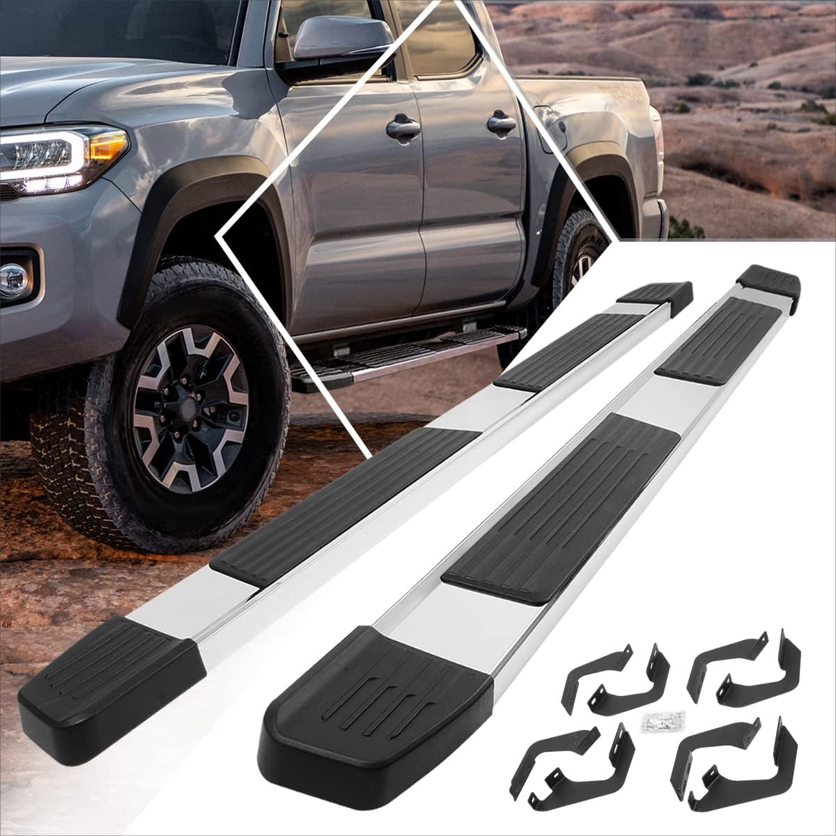 6 Inch Running Boards/Side Steps/Nerf Bars Compatible with Tacoma Crew Cab 05-21
