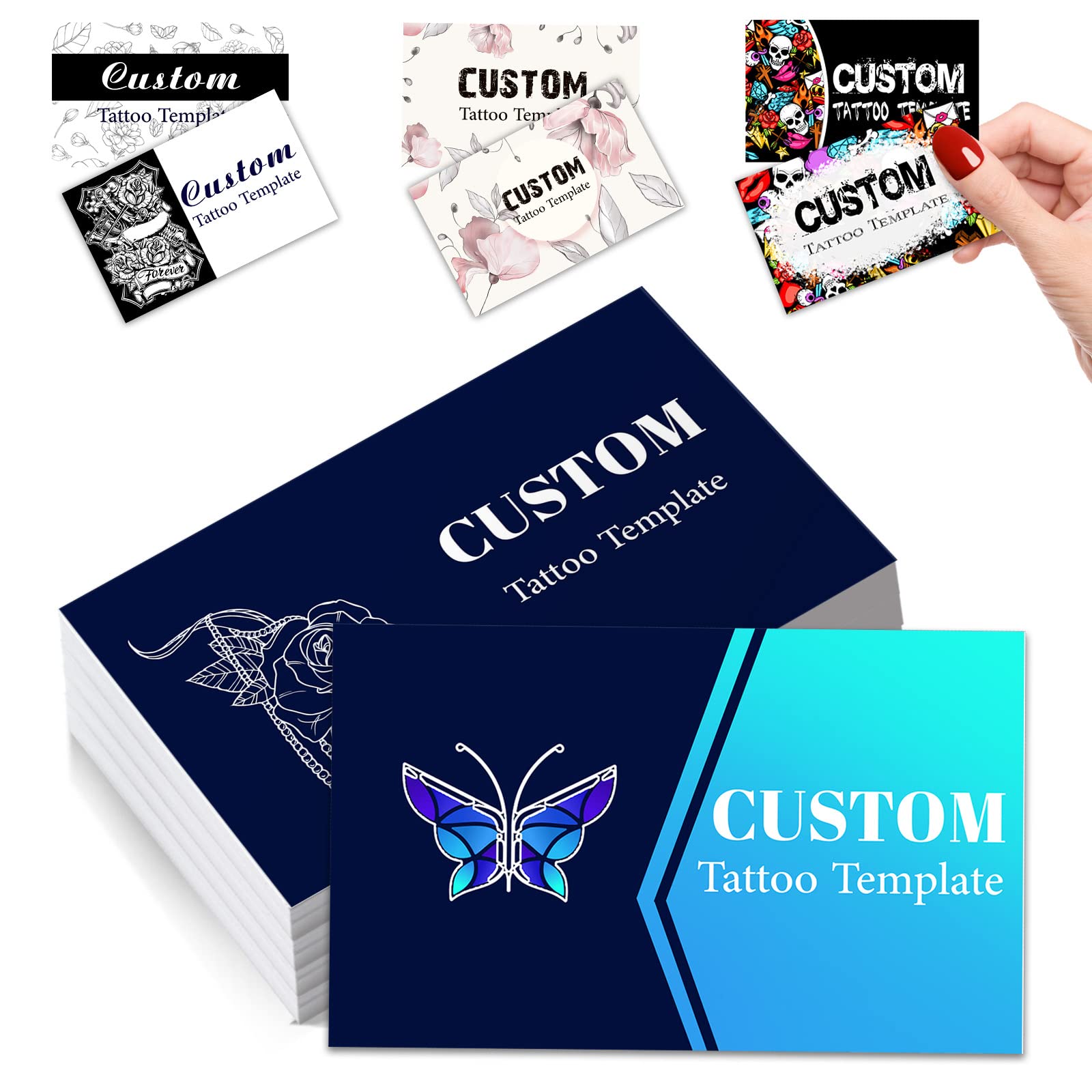 Custom Business Cards Customise Personalised Printable with Logo Picture for Small Business 3.5"x 2" Women Men Waterproof Front and Back 100 200 500 1000 Pcs Double Sided
