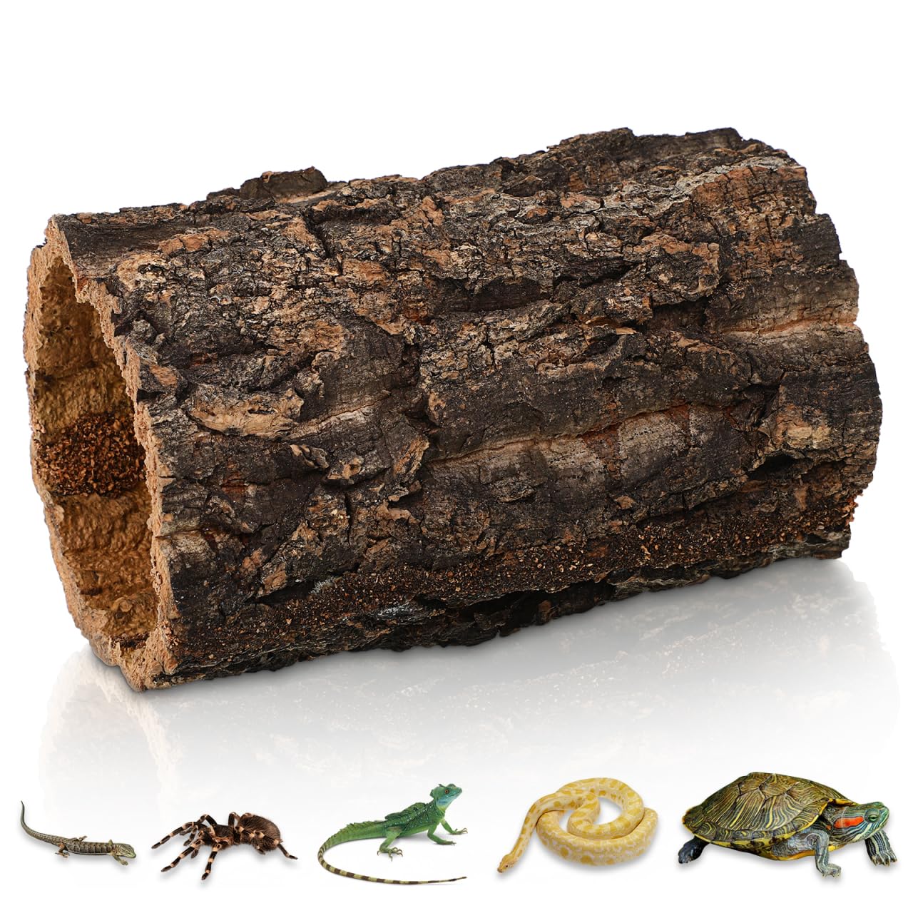 VANZACK Tree Trunk Reptile Hide Cave Natural Cork Bark Reptile Hide Log