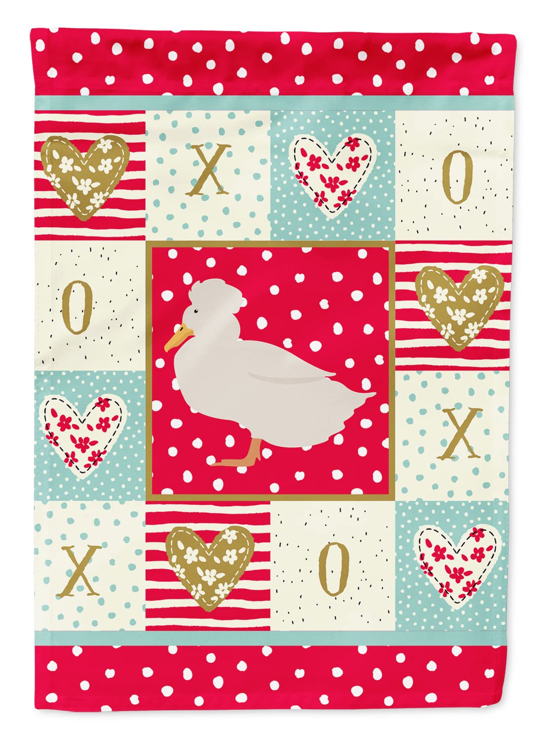 Drapeau de jardin Crested Duck Love en tissu résistant aux intempéries multicolore