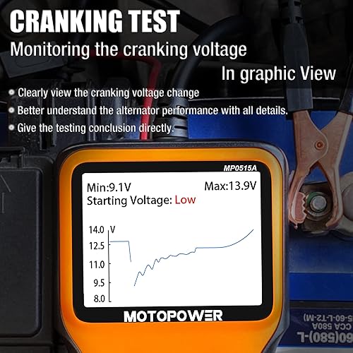 Miniatura 4 de MOTOPOWER MP0515A 12V Probador de batería de automóvil Automotriz 100-2000 CCA Probador de carga de batería de arranque automático y sistema de