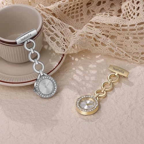 Miniatura 6 de Relojes de enfermera para enfermeras, médicos, relojes de enfermería personalizados, con nombre grabado, pin de solapa en el reloj de enfermería,