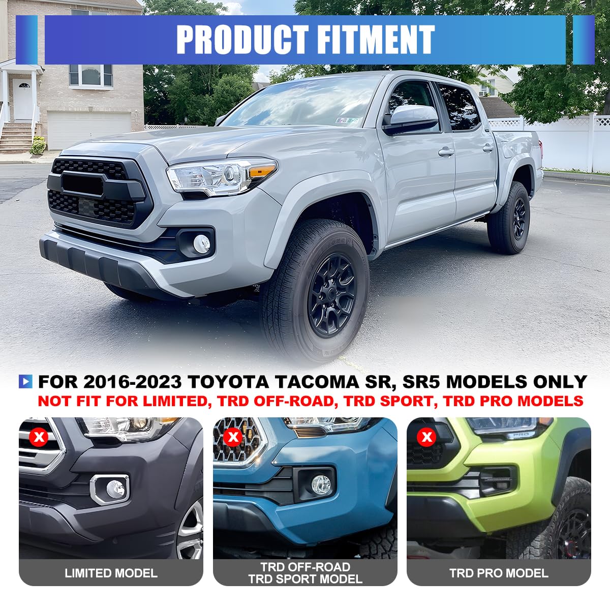 Winjet OEM Fog Lights Bezels for Toyota Tacoma 2016-2023 (Only Fits SR, SR5 Model) [2016 2017 2018 2019 2020 2022 2023] Toyota Tacoma Fog Lamps Lights Cover Replacement for TO1038195 TO1039195