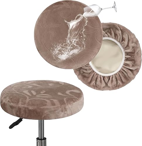 Turquoize Fundas redondas para taburetes de bar, lujosas fundas de terciopelo para taburetes de bar, paquete de 2 fundas de cojín impermeables,