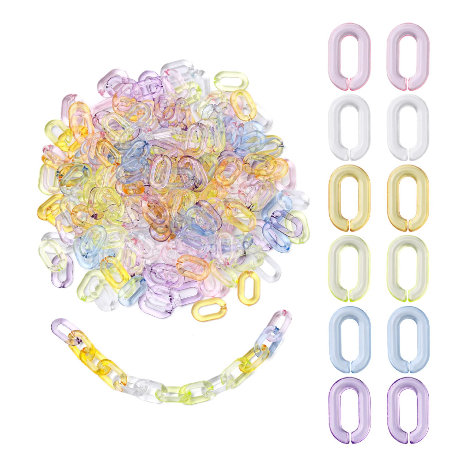DanLingJewelry 100 Anelli Di Collegamento In Acrilico Colorati – Ovali, Aperti, 32 Mm – Per Collane, Catene, Borse, Accessori Fai Da Te - 2