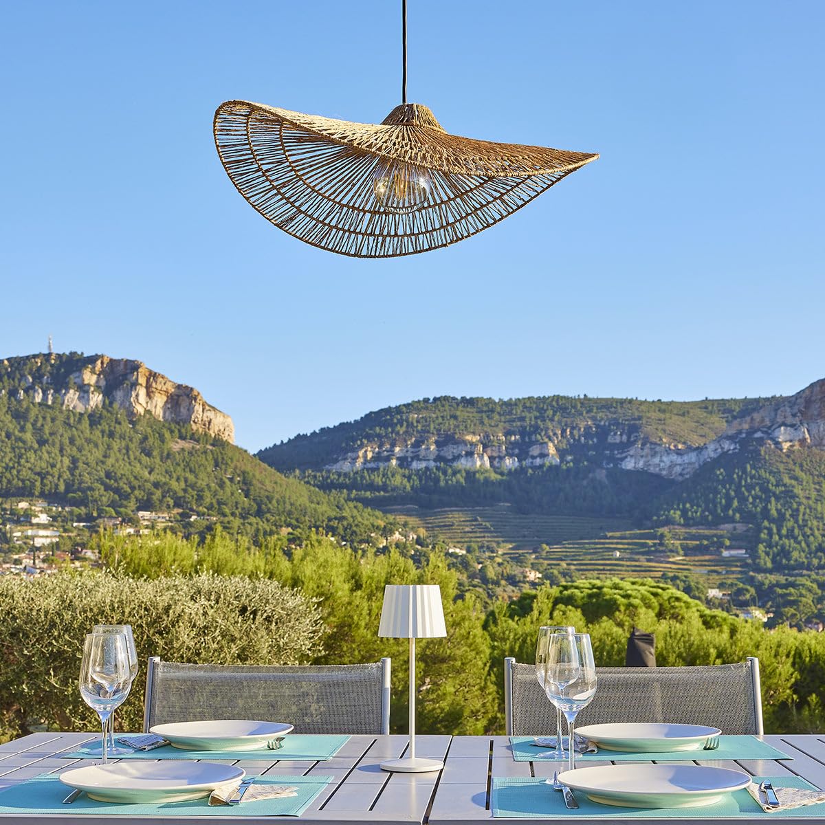 Lampada a sospensione per esterni MARBELLA OUTDOOR CAVO in iuta naturale stile bohémien 5m di lunghezza del cavo