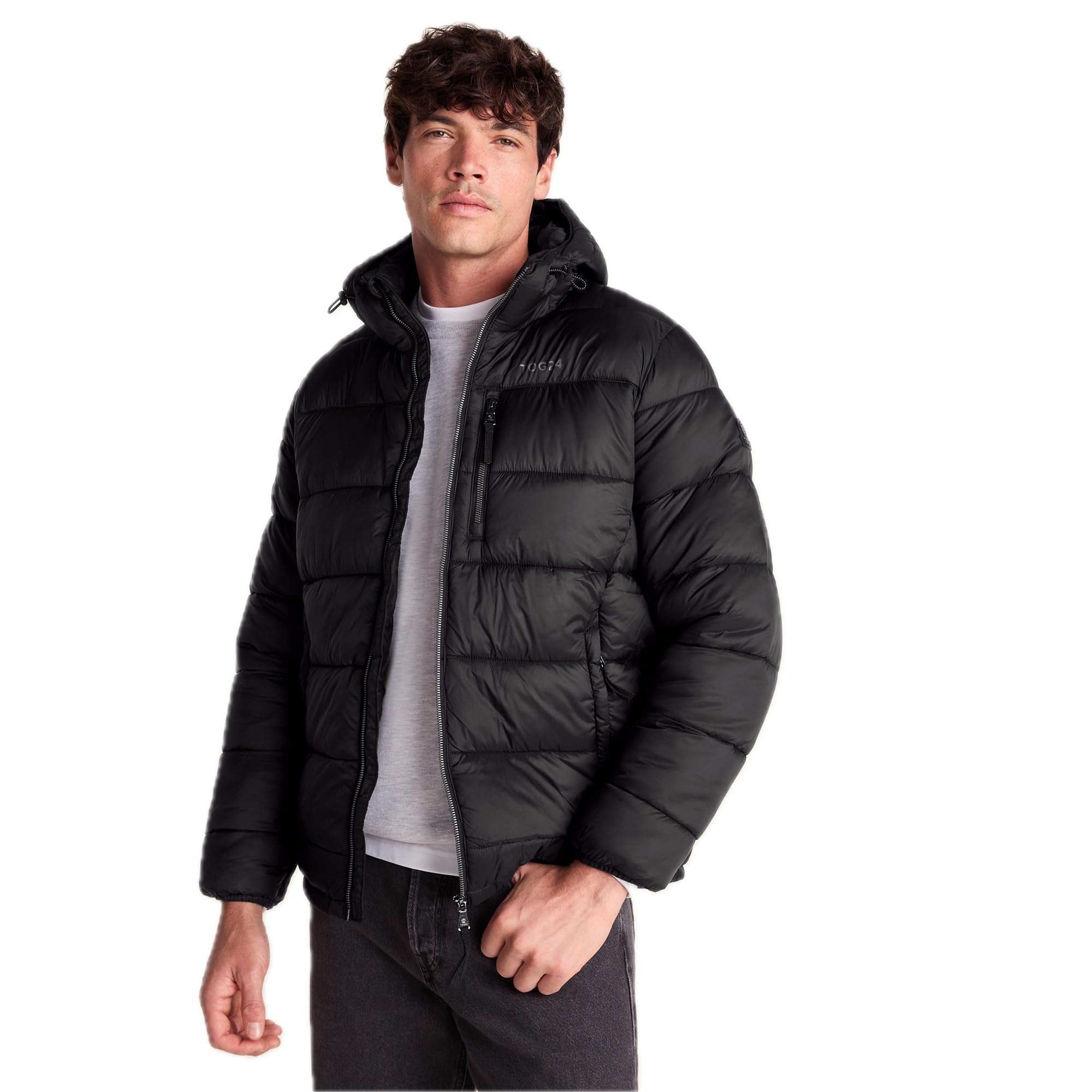 Tog24 Men's Black Maloney Padded Jacket Windproof Puffer Winter Insulated Quilted