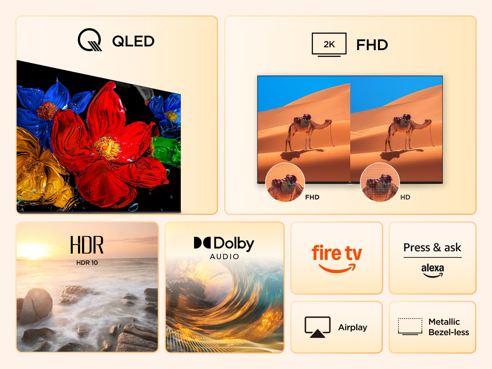 TCL 32SF560 – 32-inch, Full HD Smart QLED Direct LED TV with Fire TV & HDR, Alexa on Demand, Metallic Design, Frameless