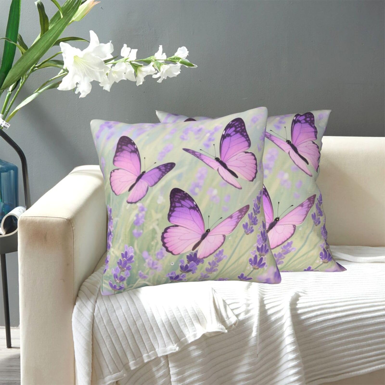 FekiLoot Decorative Throw Pillow Covers Modern Farmhouse Pillowcase Double Sided Cozy Cushion Cover for Sofa Couch Bed 18"X18" Butterfly