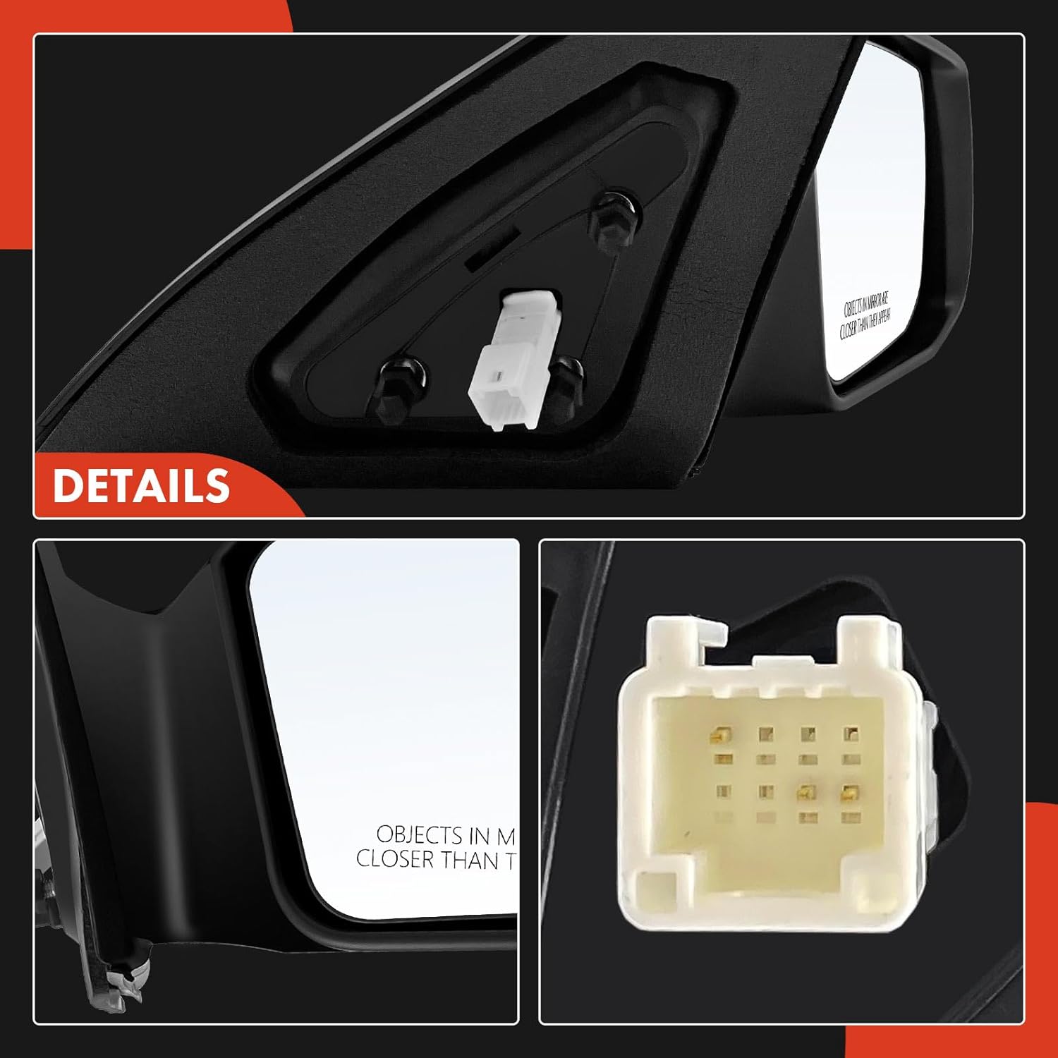 A-Premium Passenger Side Power Door Mirror - Compatible with Nissan Altima 2007-2012 - Non-Heated Non-Folding Black Outside Rear View Mirror - Replace# 96301-JA04A