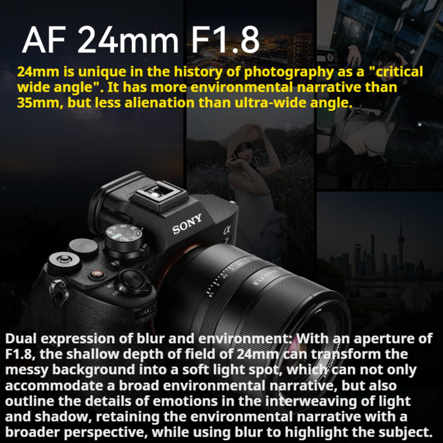 7artisans AF 24 mm F1.8 pełnoklatkowy obiektyw do kamer z Z-Mount, Z50, ZFC, Z30 itd. Ustawienia aparatu: APS-C: Z5, Z6, Z7, Z6II, Z6III, Z7II, Z9, Z8, ZF itd.