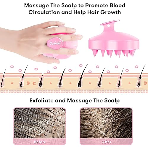 Miniatura 2 de Cepillo para champú masajeador de cuero cabelludo de silicona cepillo para el crecimiento del cabello para cabello lacio rizado largo corto grueso