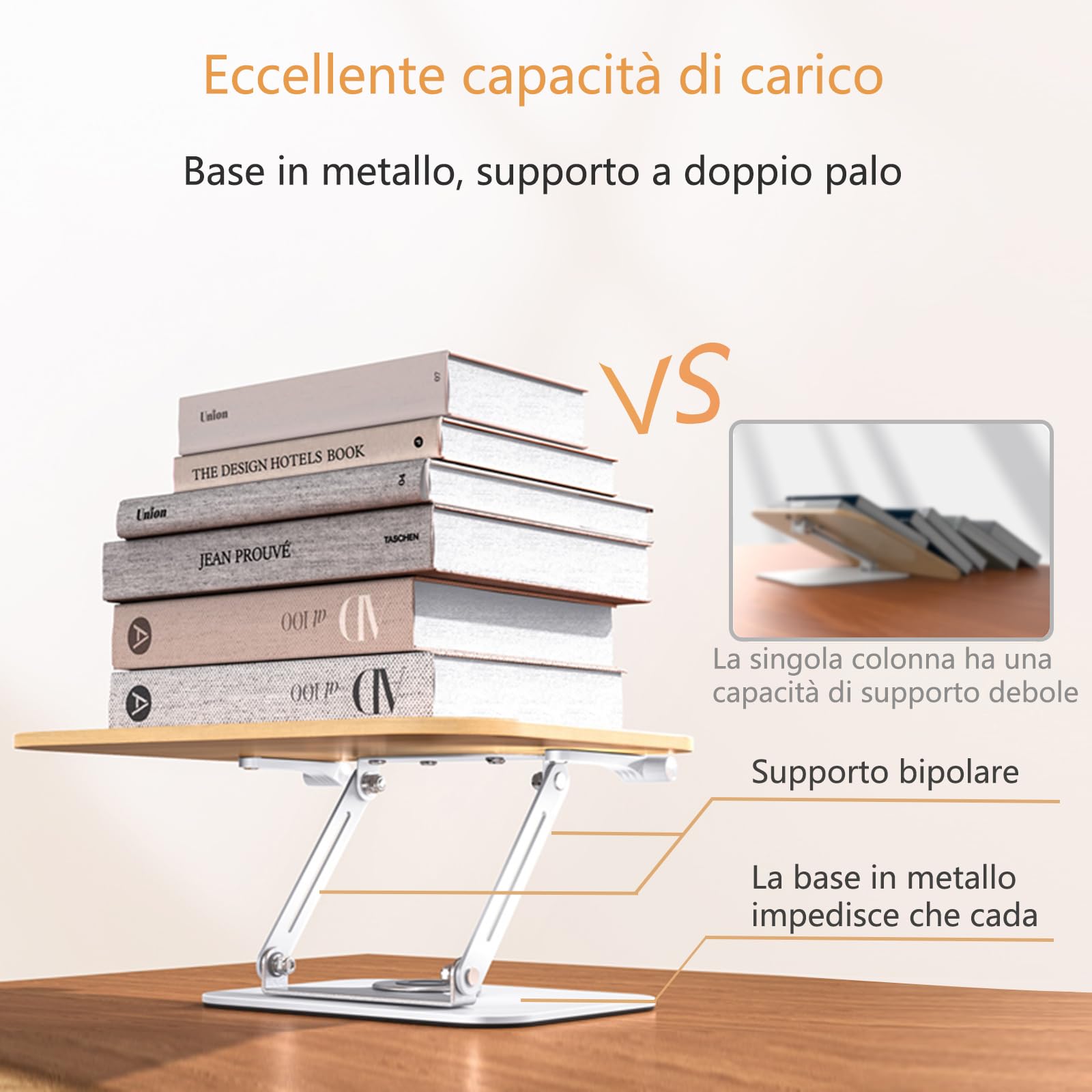 Leggio per la lettura, con base girevole a 360°, pieghevole, pratico supporto girevole per spartiti, libri più pesanti, laptop