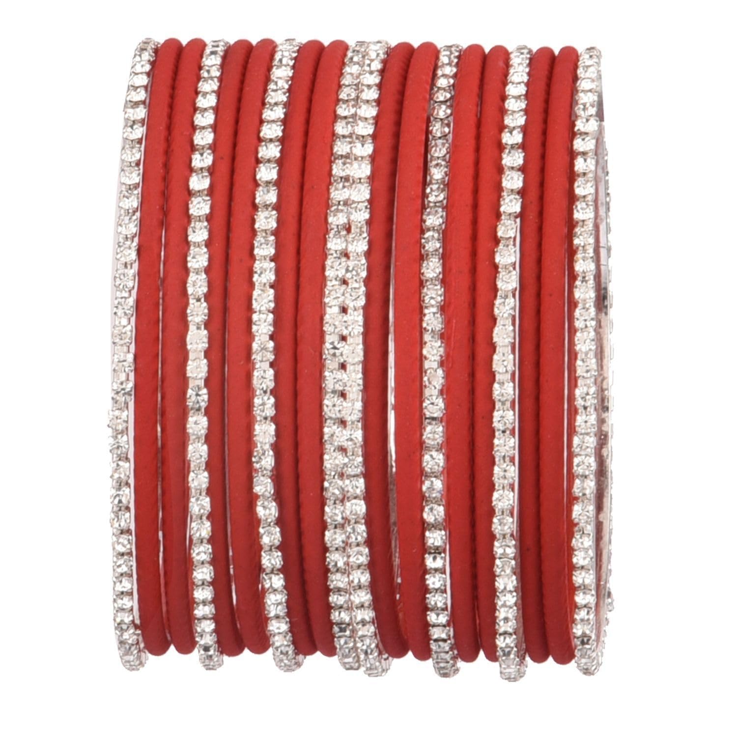 EfulgenzIndian Bangle Set Rhinestone CZ Plain Metal Bracelet Bangle Jewelry for Women