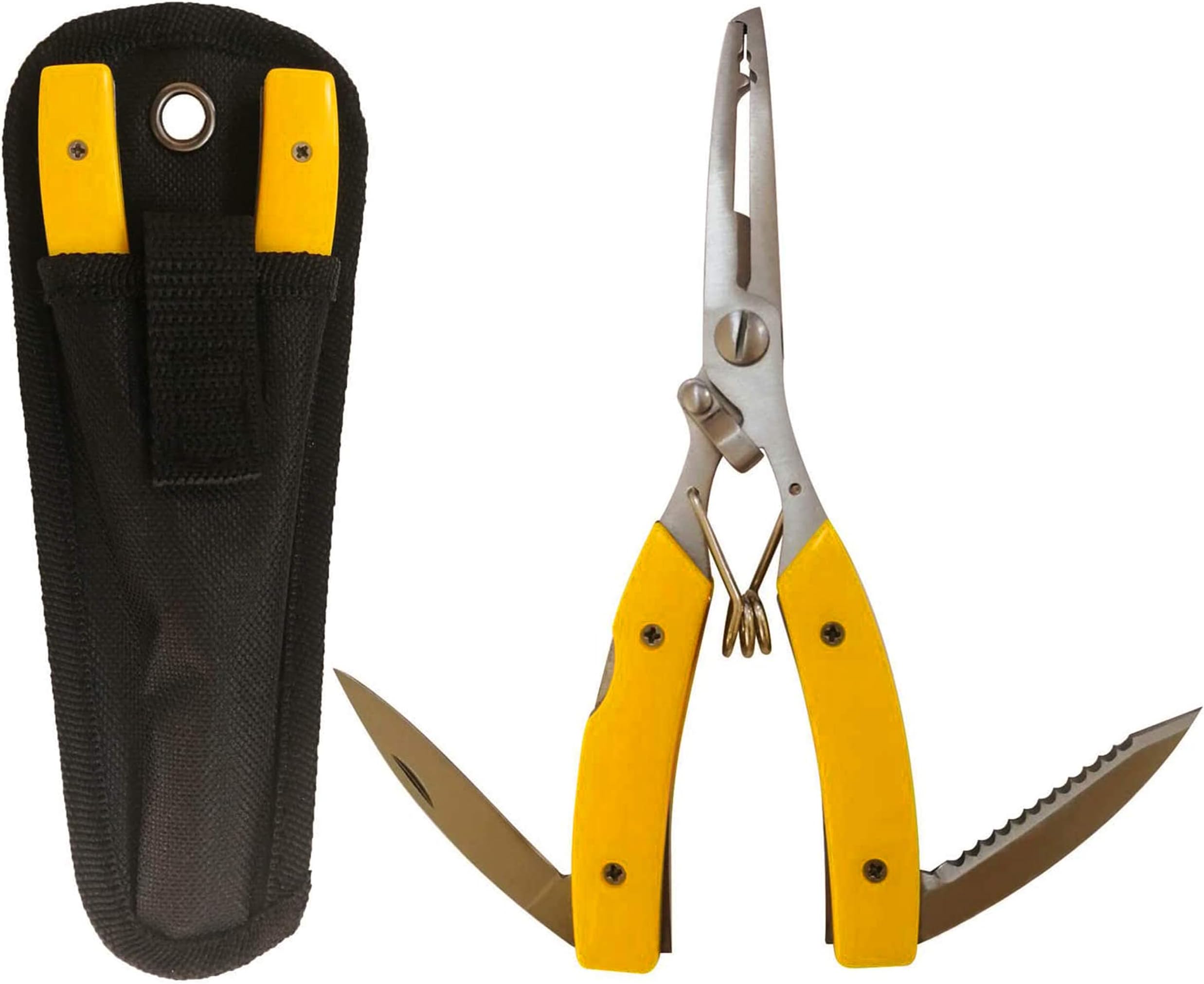 JSHANMEI Fishing Pliers Fishing Tool Multi-Function Stainless Steel Fishing Forceps Fishing Line Pliers Hook Remover Fishing Tool Accessories (YELLOW)