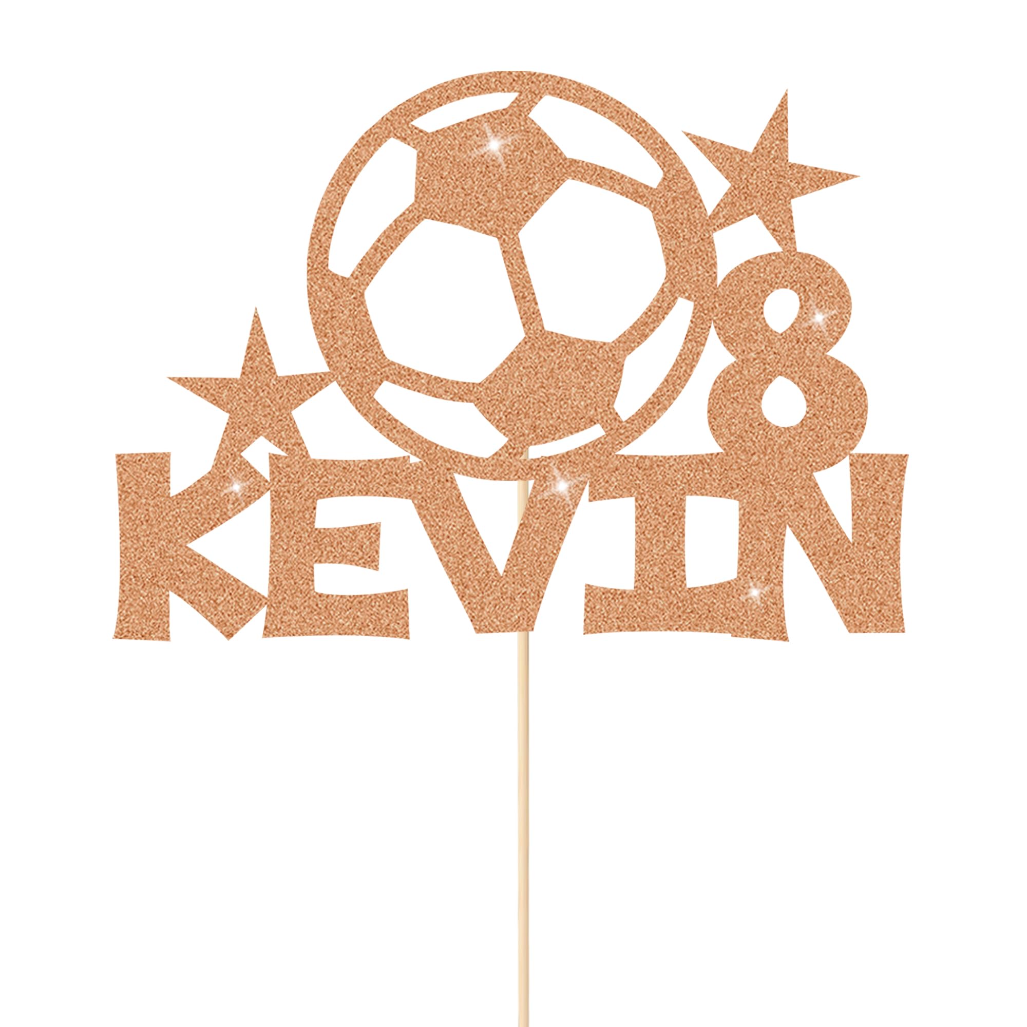 Personalised Cake Toppers Football Cake Topper for Kids Boys Football Cake Decorations Glitter Cake Toppers Gifts for Men with Any Age & Name for Son Football Lovers(Rose Gold)