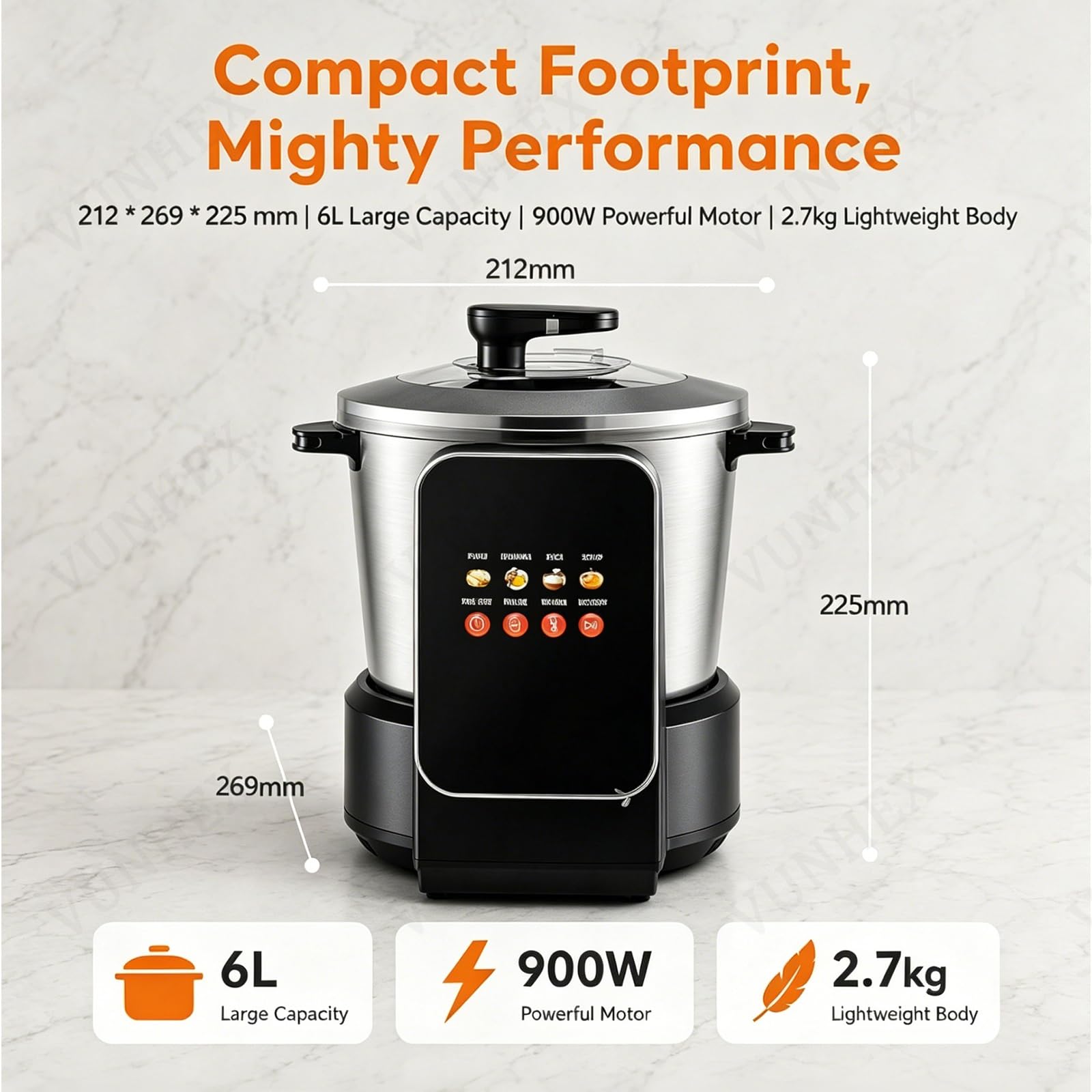 Machine Automatique Pour Pâtes Alimentaires Africaines (Fufu) | Robot culinaire grande capacité (6 L) avec écran tactile LED intelligent, pour Eba, Amala et Banku, accélère le service