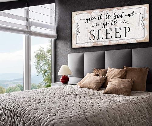 Miniatura 4 de Give It To God and Go To Sleep - Exhibición religiosa cristiana sobre la cama, citas inspiradoras de las Escrituras, fe familiar, gran regalo de