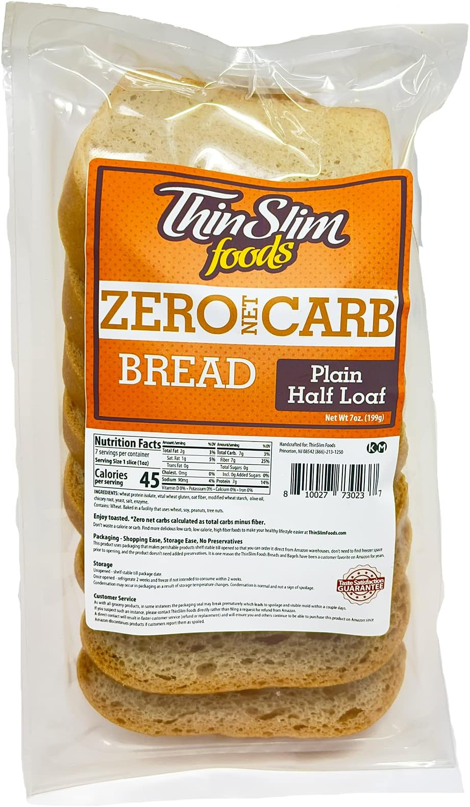 Keto Bread, Low Carb Bread, Zero Net Carbs, Soy Free, Taste Guaranteed - Plain Half Loaf (Pack of 1 Keto Breads) | ThinSlim Foods