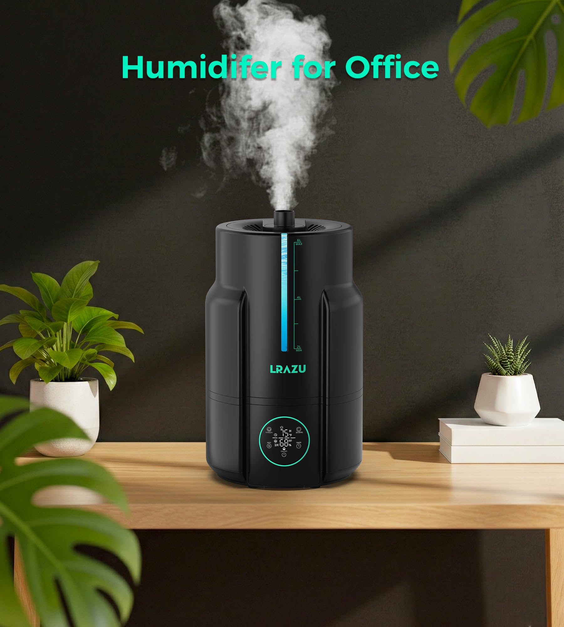 Nawilżacz do gadów 6 l/1,6 g, system misting dla gadów z przedłużonym wężem do kierowania, 400 ml/h, nawilżacz powietrza z precyzyjną sondą temperatury i wilgotności do namiotu
