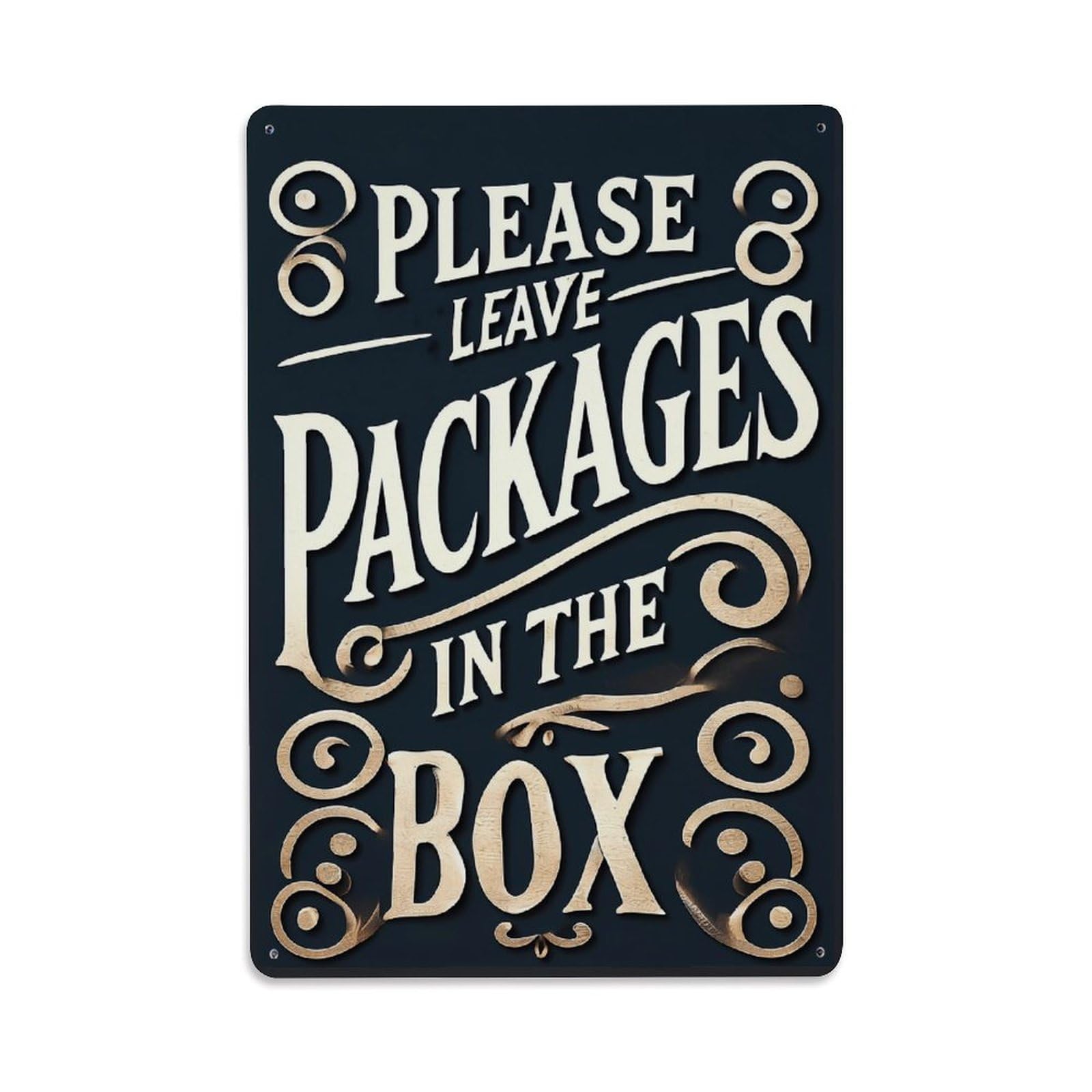 Jdfenggu Vintage Please Leave Packages In The Box Retro Metal Tin Sign, Decor Art Poster For Bar, Home, Man Cave, Kitchen, Laundry Room Gift 8X12inch