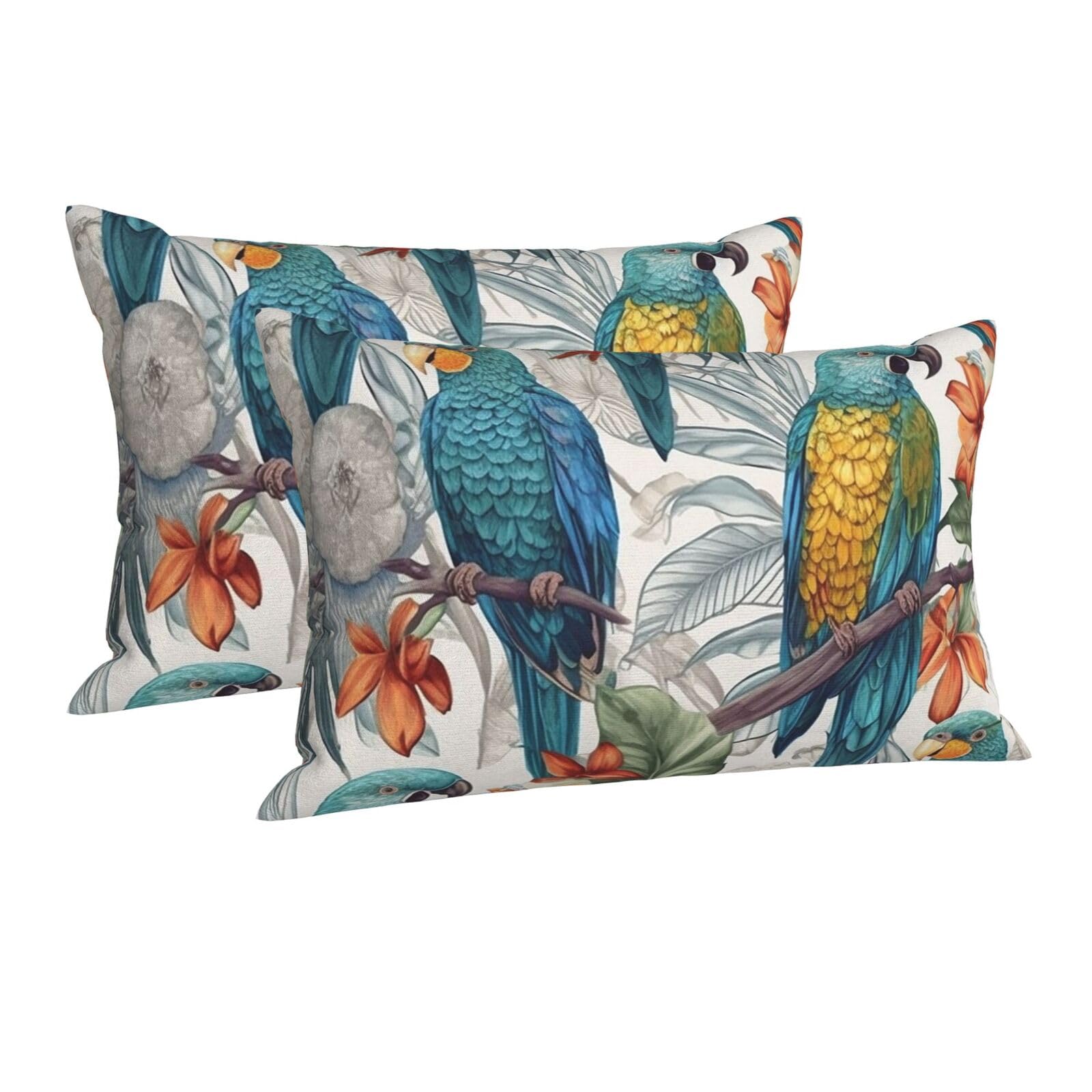 Pillowcase Ultra Soft Pillow Cases with Hidden Zipper Soft Breathable Cooling Pillow Cover Standard Pillow Covers Parrots on Branches Pillowcases Queen Pillow Case for Sleeping 20"x30"