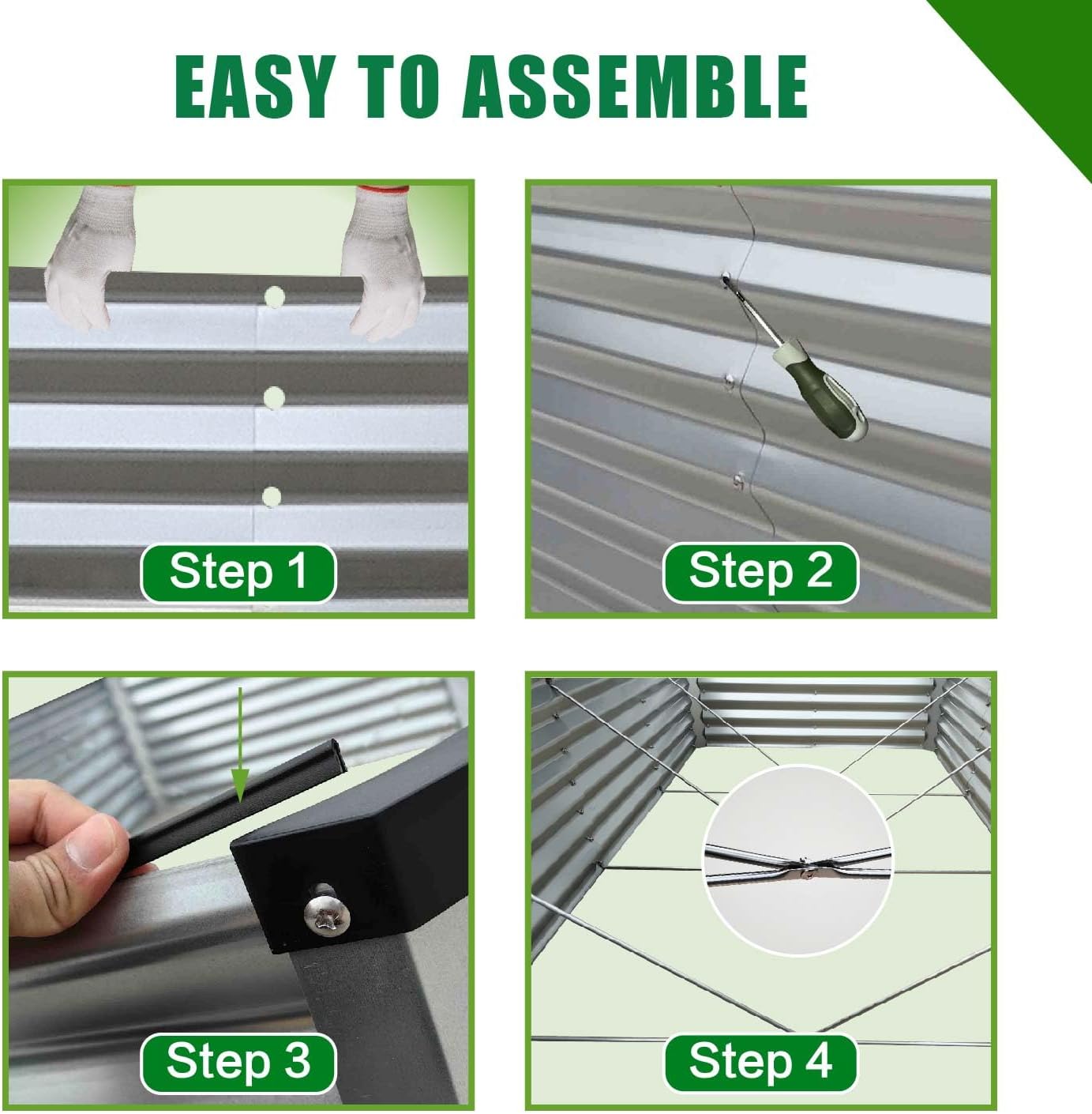 GrowHaus 8x4x2FT Galvanized Raised Garden Bed, Planter Boxes Outdoor Large Metal Garden Beds for Planting Vegetables Flowers Herbs Rectangle Silver