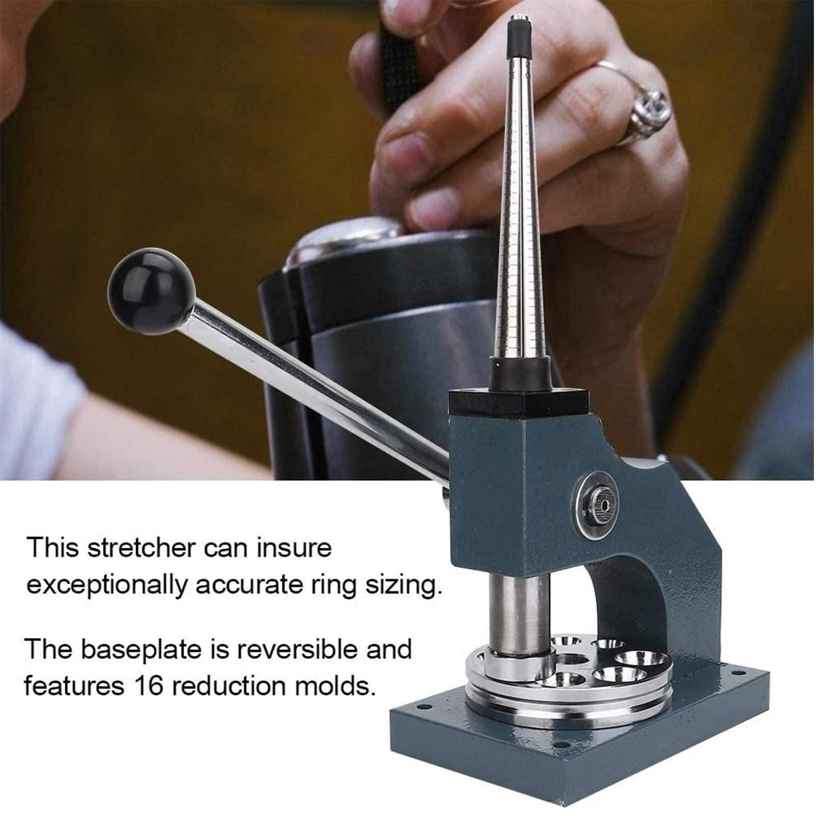 Herramienta reductora y reductora de anillos, tamaño ajustable para hacer y reparar joyas, placa base reversible