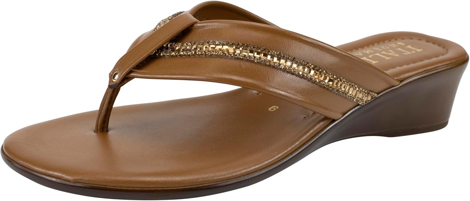 ITALIAN Shoemakers Women's Sunsyn Wedge - Comfortable Thong Sandal