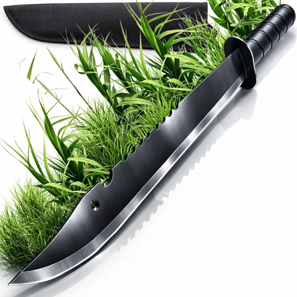 Facão Corta Mato 49,5cm com Serra Integrada e Bainha Nylon – Lâmina 35,5cm para Trilha, Camping, Sobrevivência e Corte de Galhos